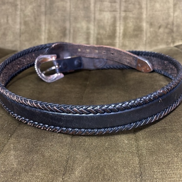 Brighton brown and silver leather braided vintage belt size 34 style 65803 - Picture 12 of 15